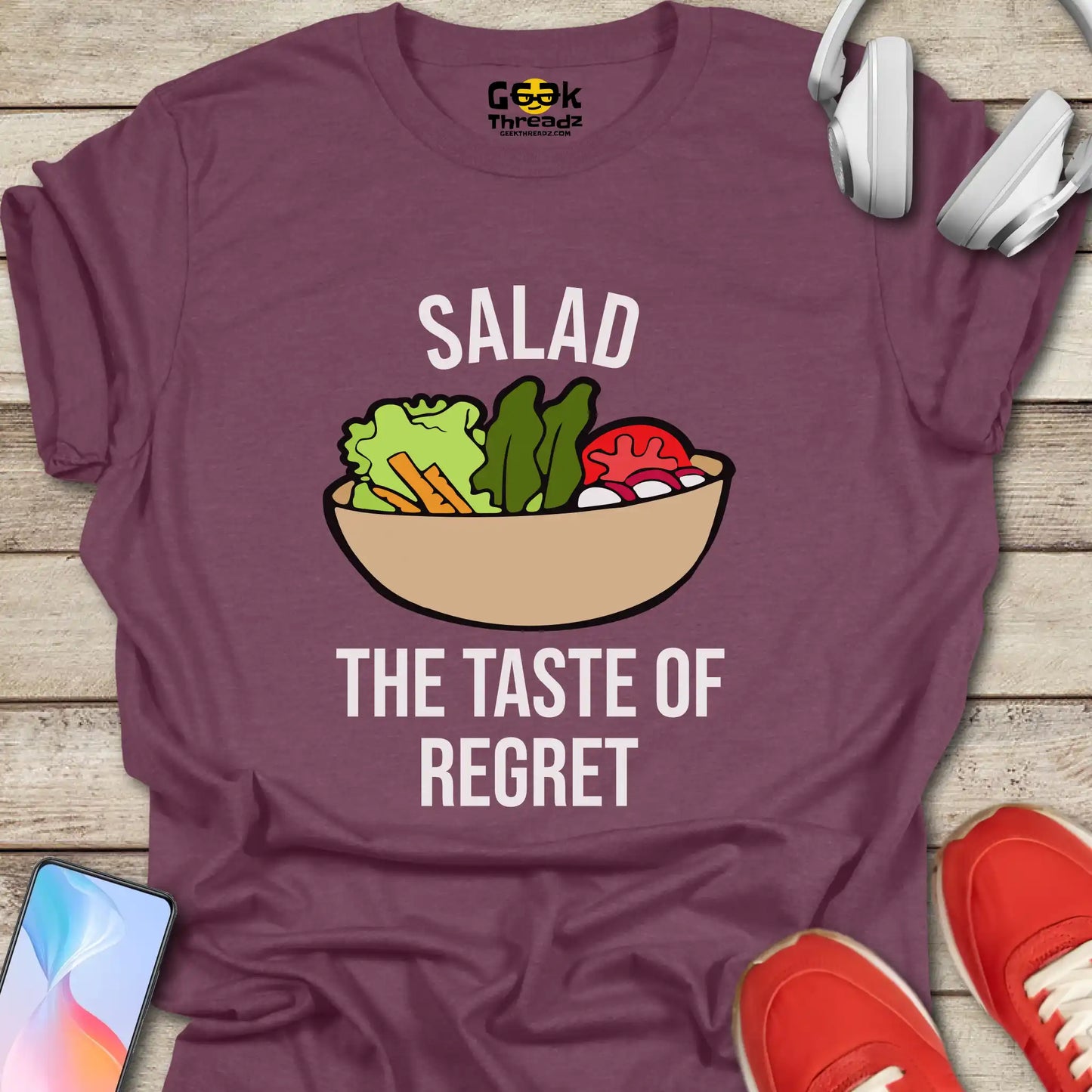 Salad - The Taste of Regret - Funny Graphic T-Shirt - Heather Maroon