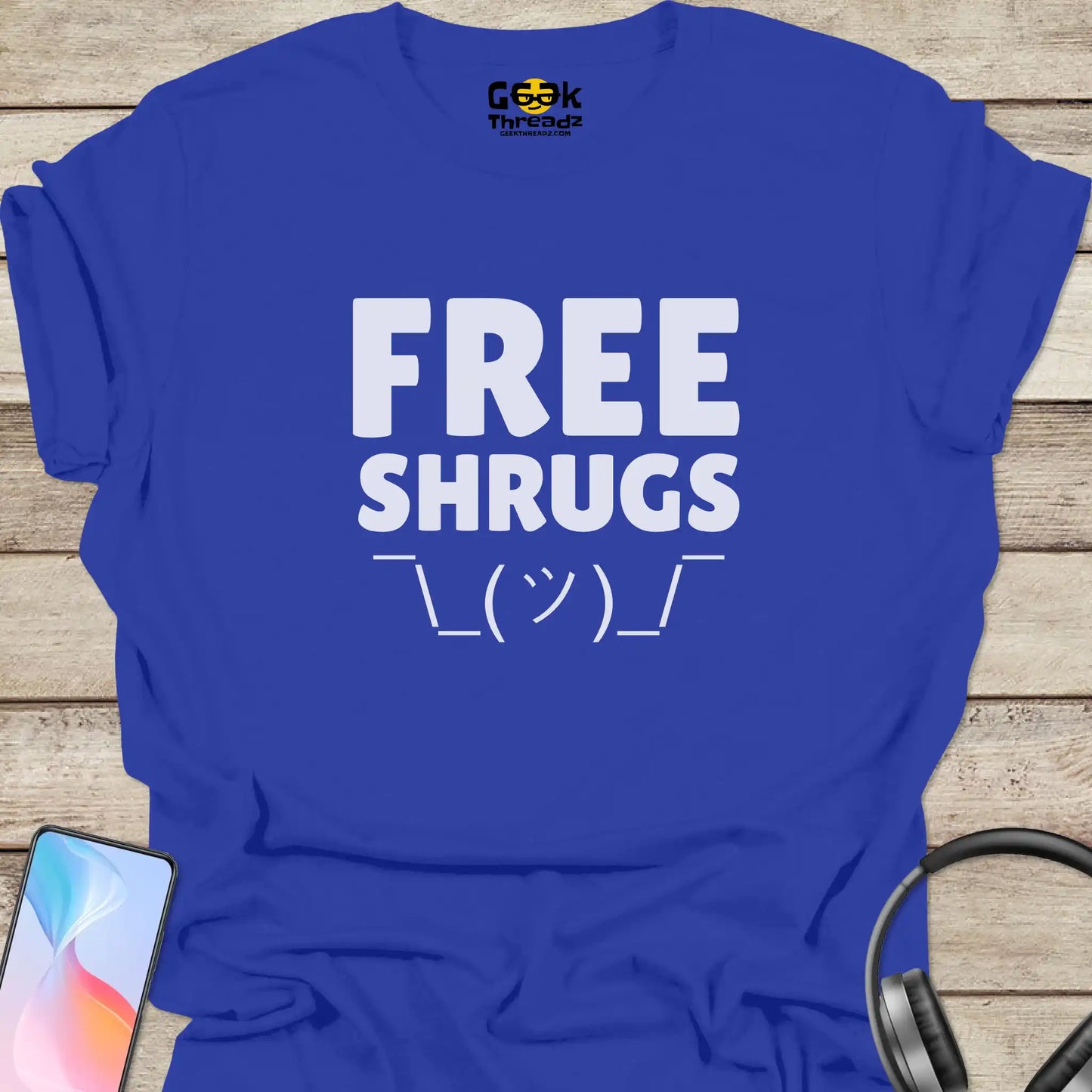 Free Shrugs ¯\\\_(ツ)_/¯ T-Shirt - Royal Blue - GeekThreadz