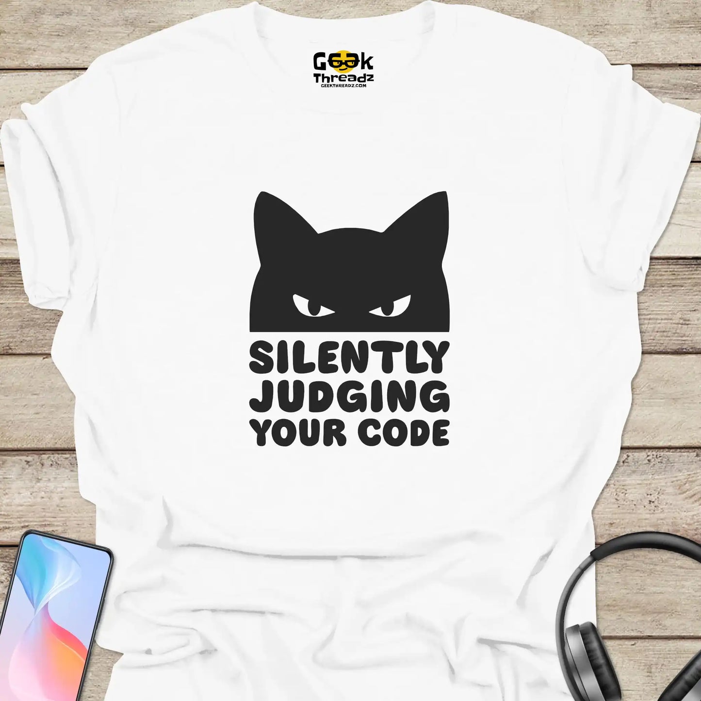 Silently Judging Your Code T-shirt - Geek Threadz - White
