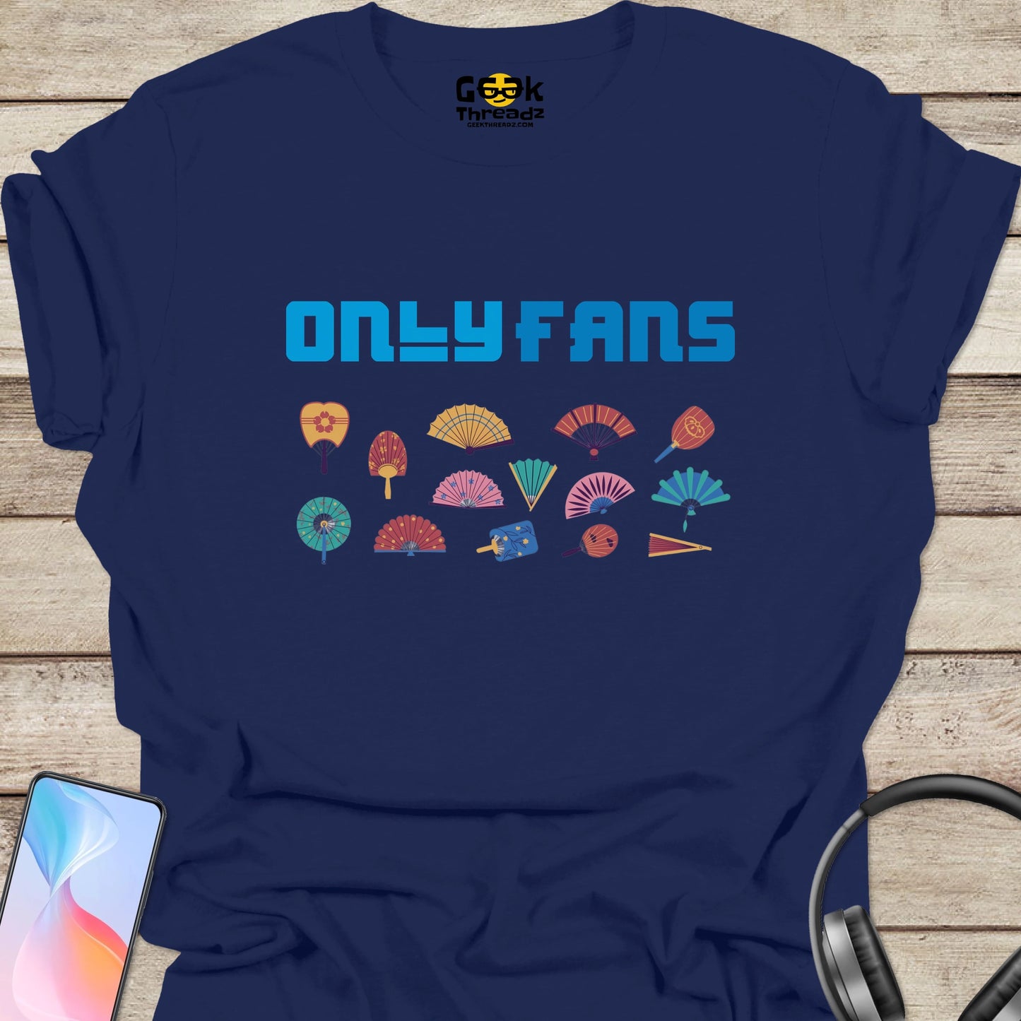 Only Fans T-Shirt: Clever Word Play Design with Hand-Held Coolers - Geek Threadz - Navy Blue