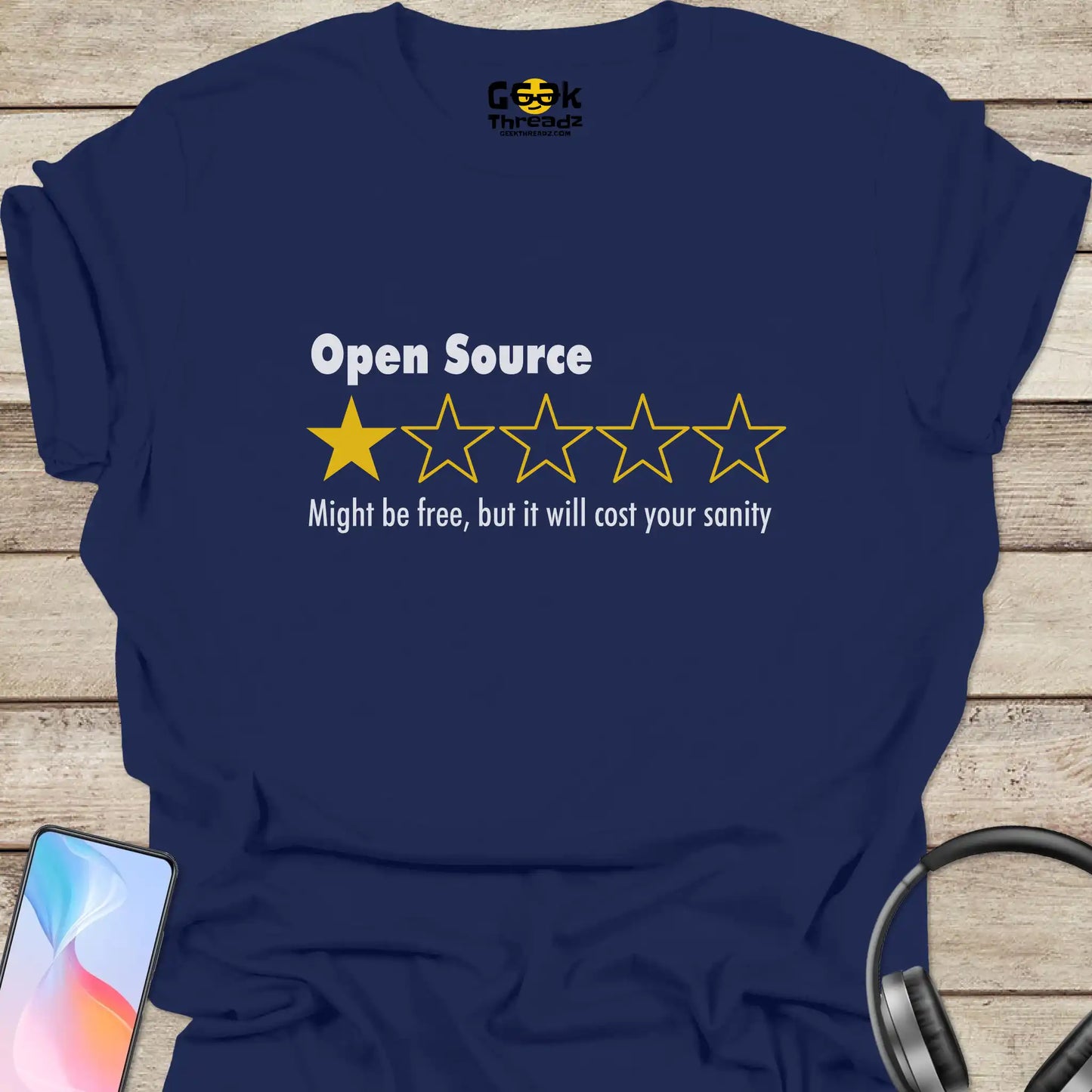 Navy Blue Open Source 1 star review T-shirt