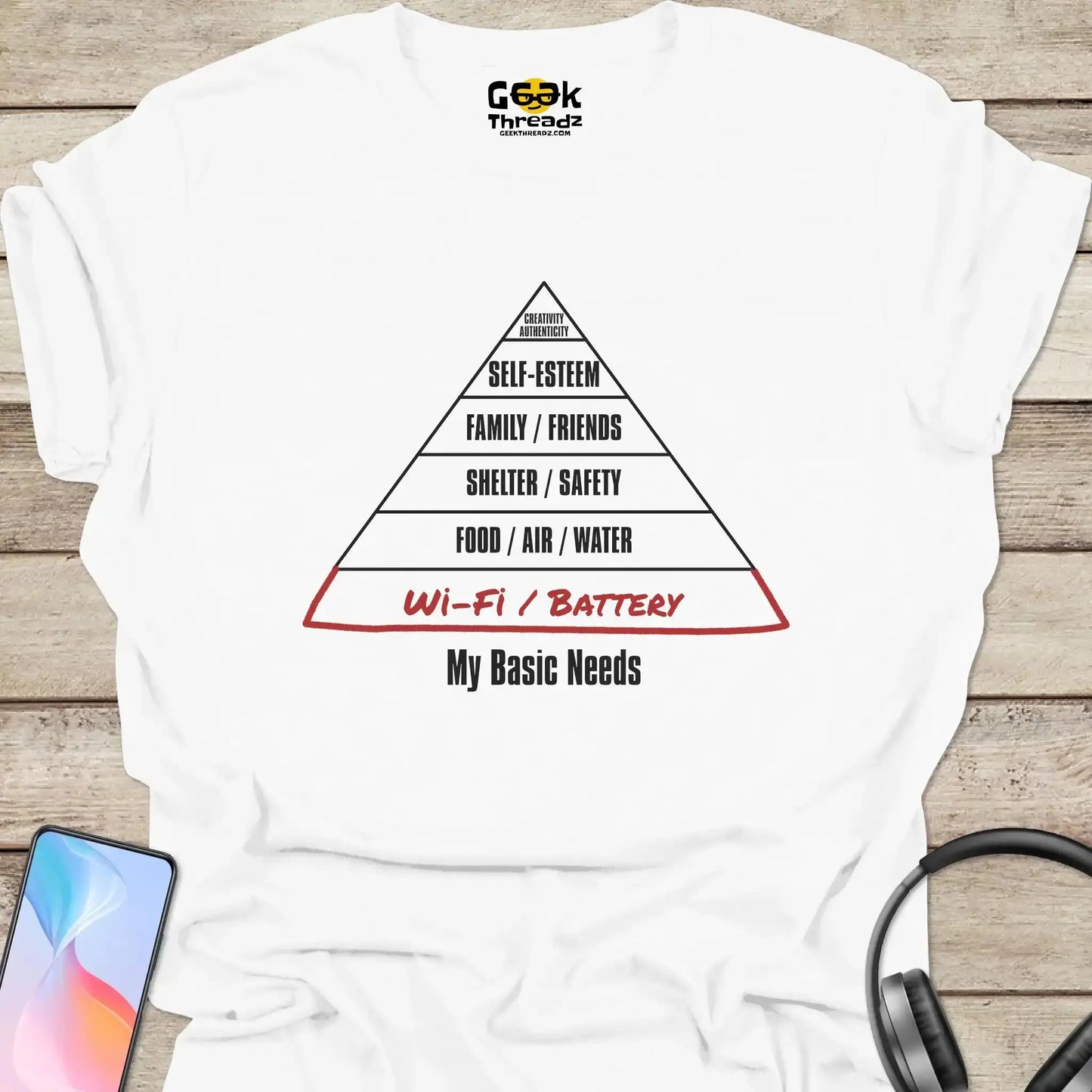 White Modern Maslow's Hierarchy T-shirt