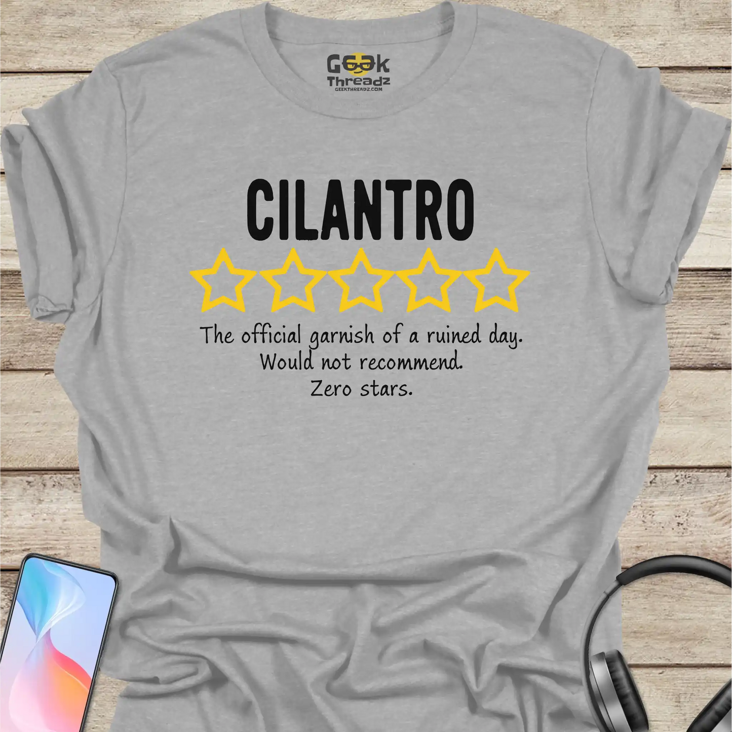 Cilantro "Zero Stars" T-Shirt | Funny Foodie Tee for People Who Hate Cilantro