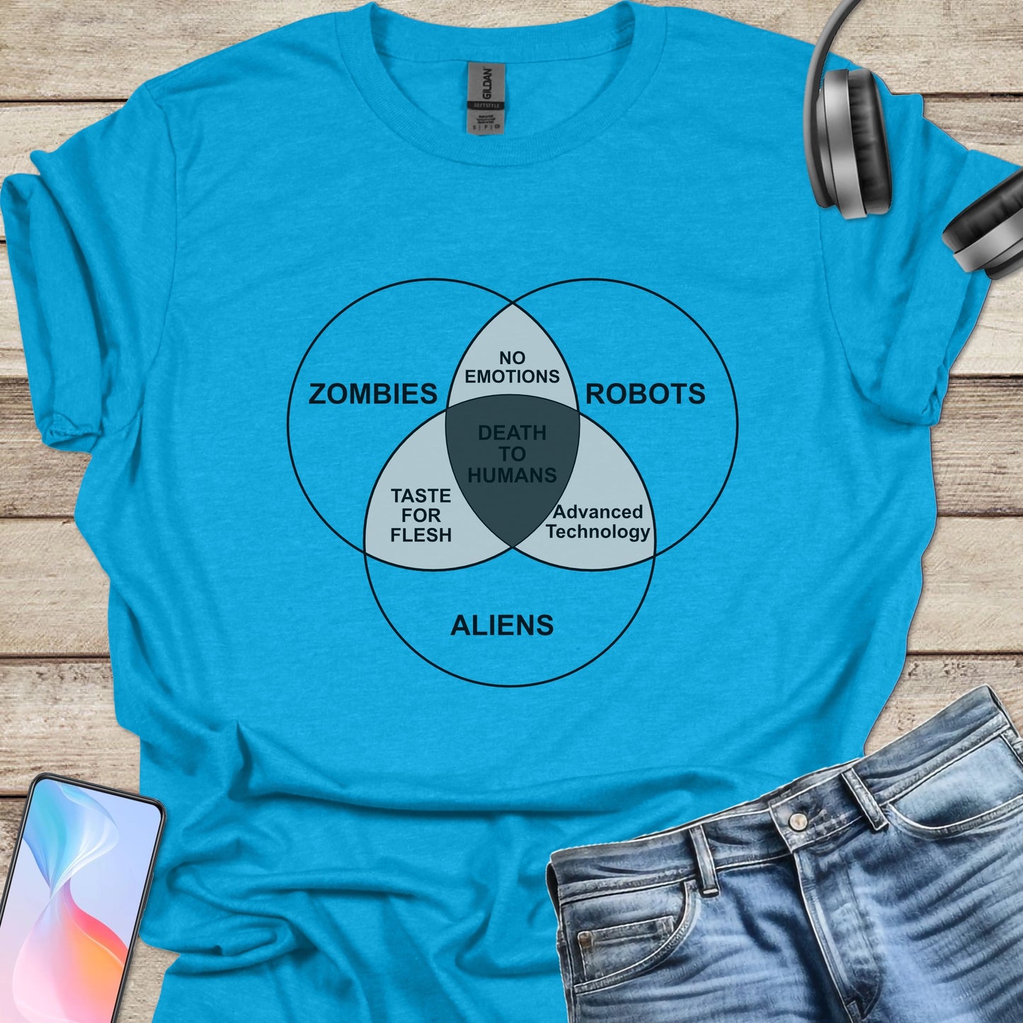 Death to Humans Venn Diagram T-shirt