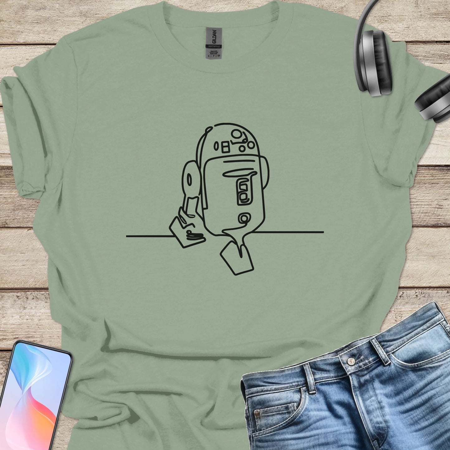 R2D2 Line Art T-shirt