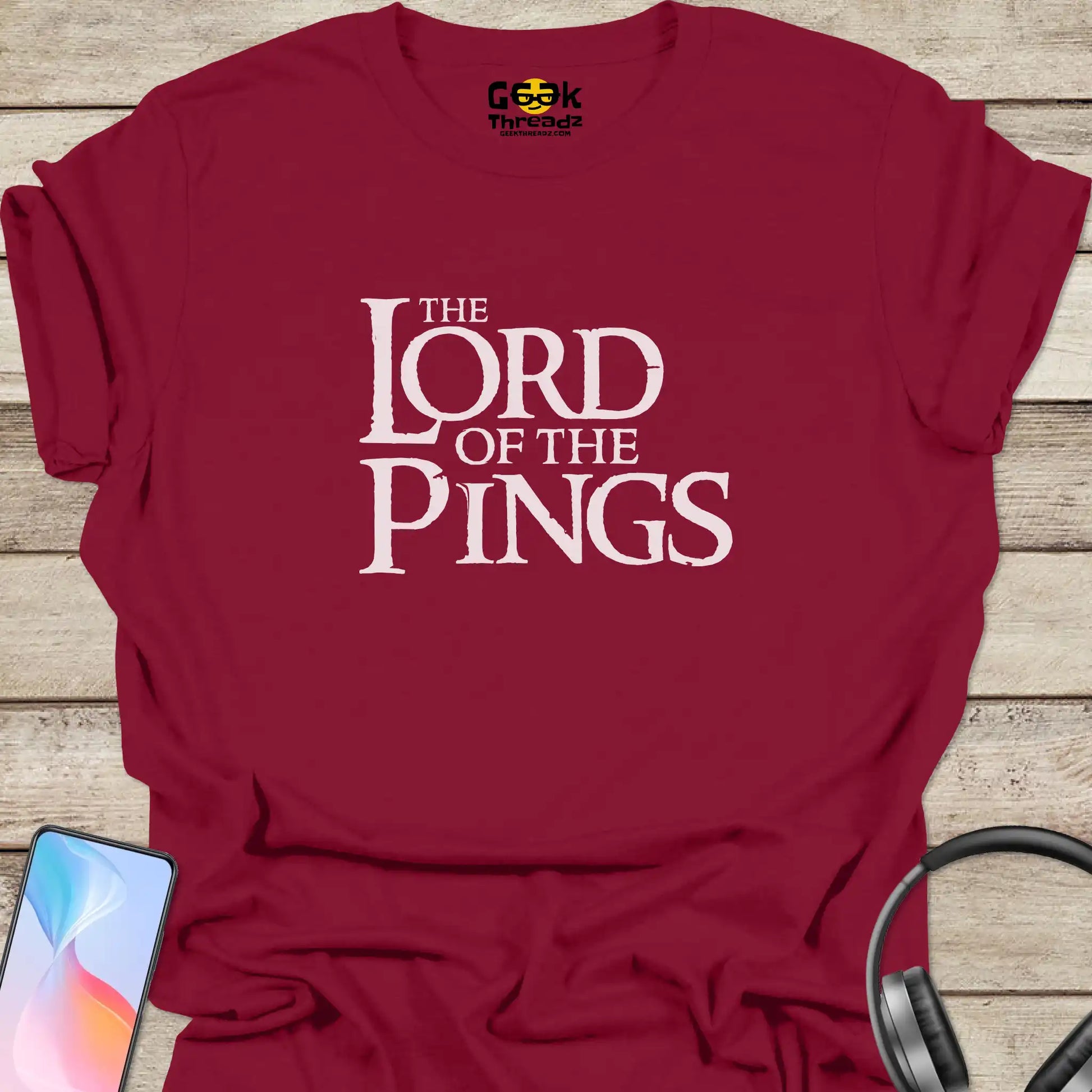 The Lord of the Pings T-shirt - Geek Threadz - Cherry Red