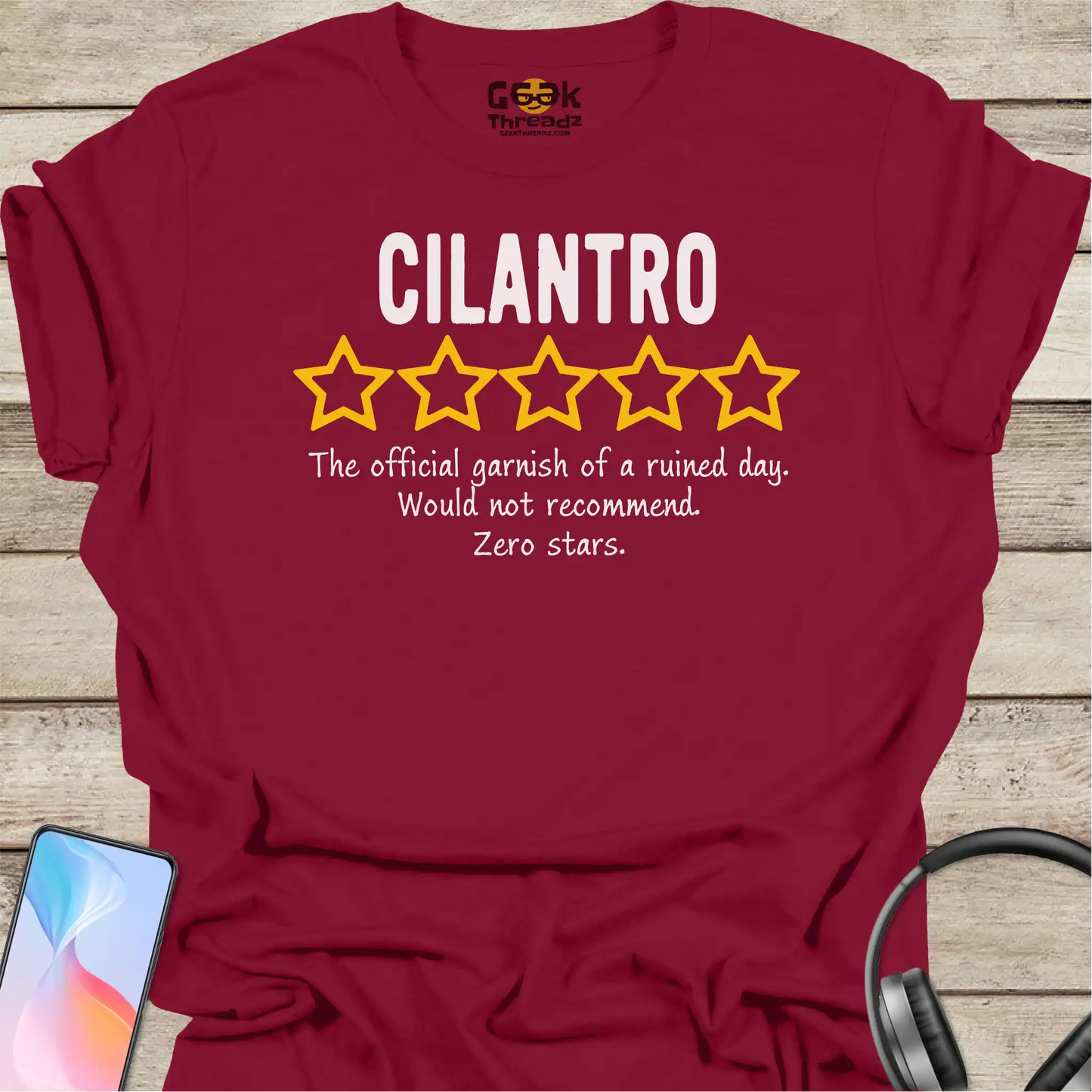 Cilantro "Zero Stars" T-Shirt | Funny Foodie Tee for People Who Hate Cilantro
