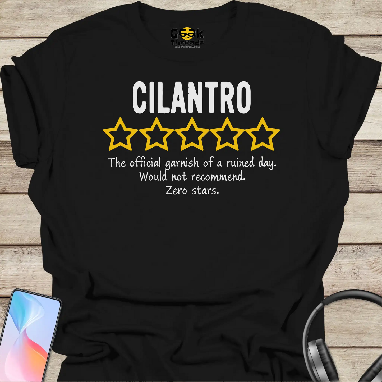 Cilantro "Zero Stars" T-Shirt | Funny Foodie Tee for People Who Hate Cilantro