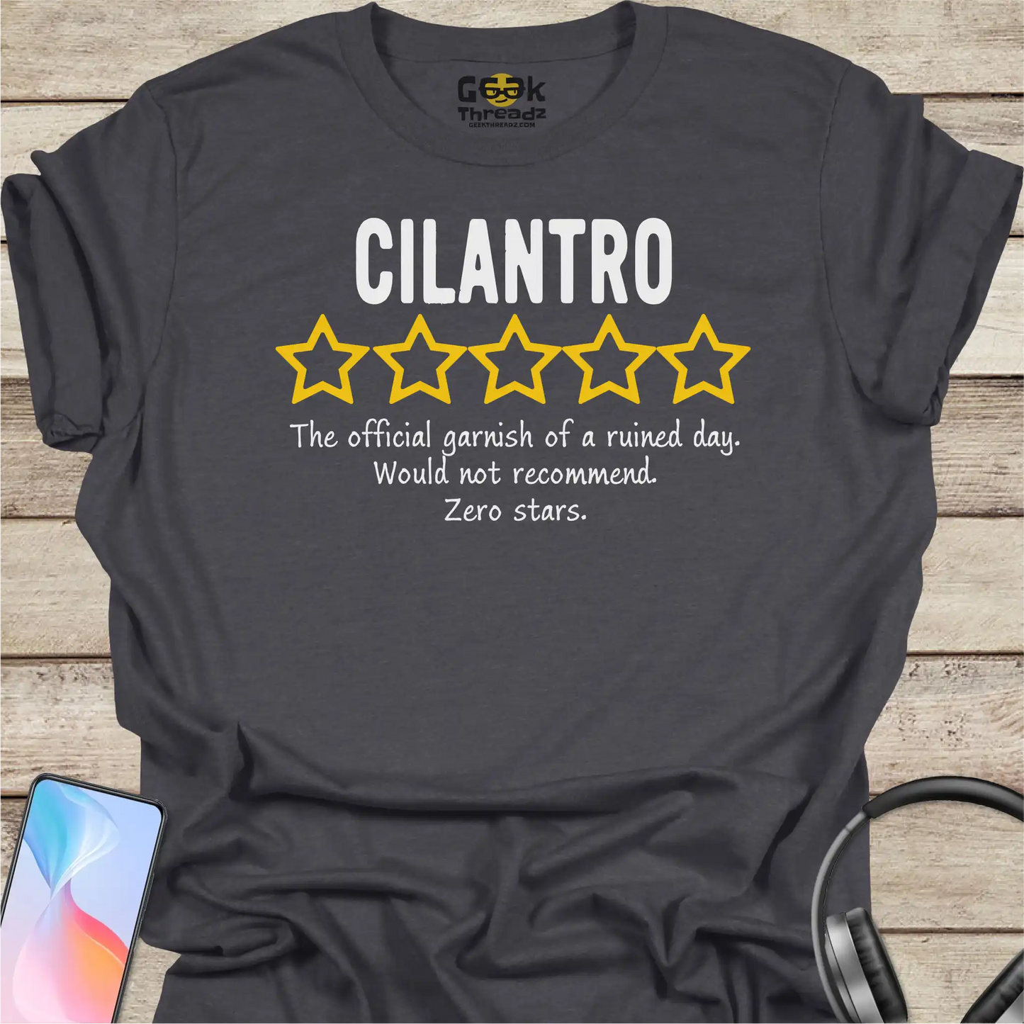 Cilantro "Zero Stars" T-Shirt | Funny Foodie Tee for People Who Hate Cilantro