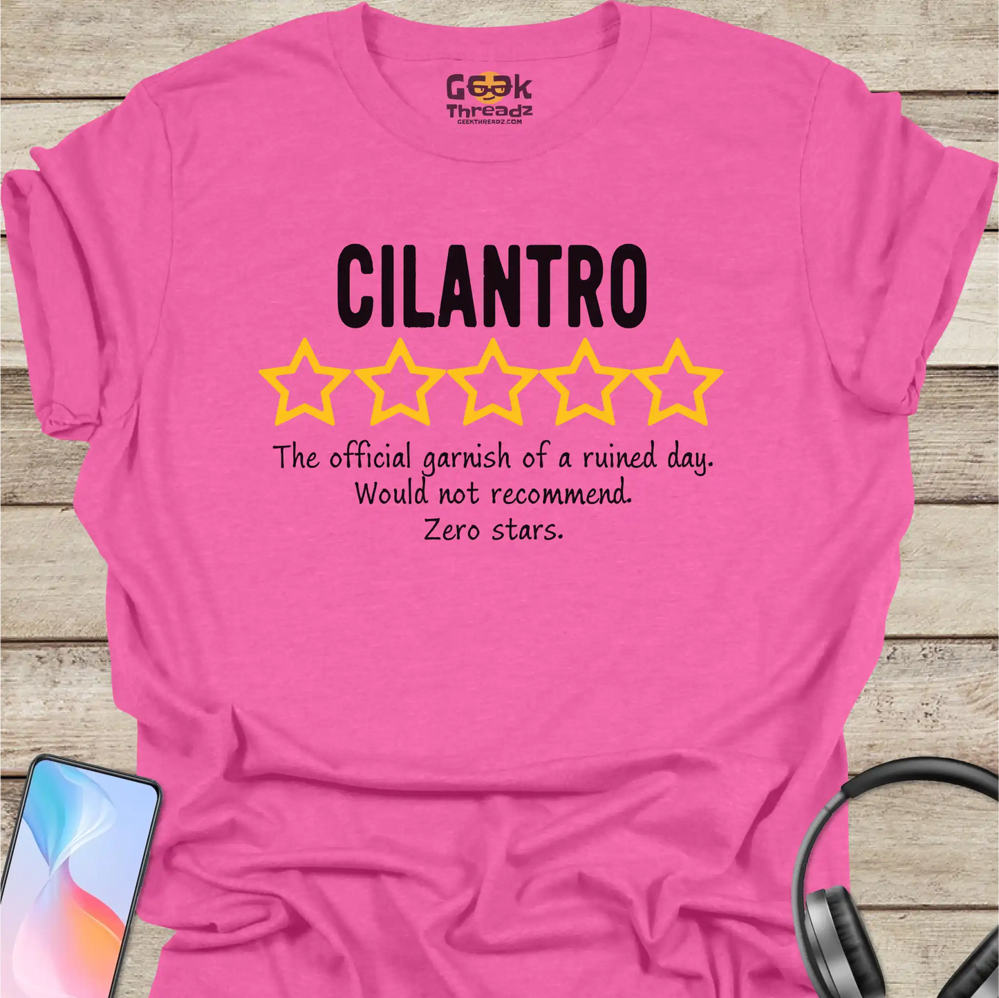 Cilantro "Zero Stars" T-Shirt | Funny Foodie Tee for People Who Hate Cilantro