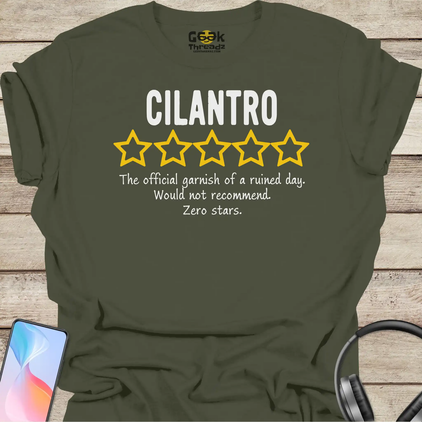 Cilantro "Zero Stars" T-Shirt | Funny Foodie Tee for People Who Hate Cilantro