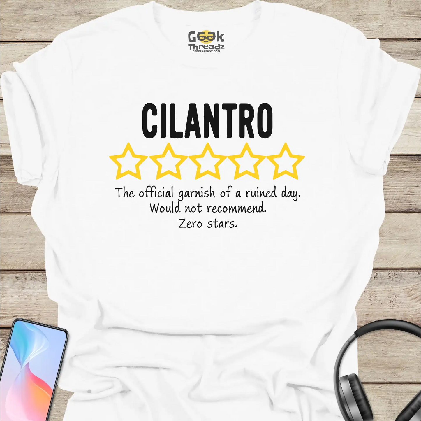 Cilantro "Zero Stars" T-Shirt | Funny Foodie Tee for People Who Hate Cilantro