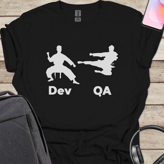 Dev vs. QA Eternal Battle T-shirt