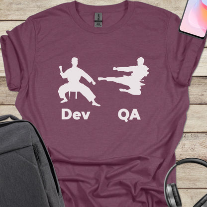 Dev vs. QA Eternal Battle T-shirt