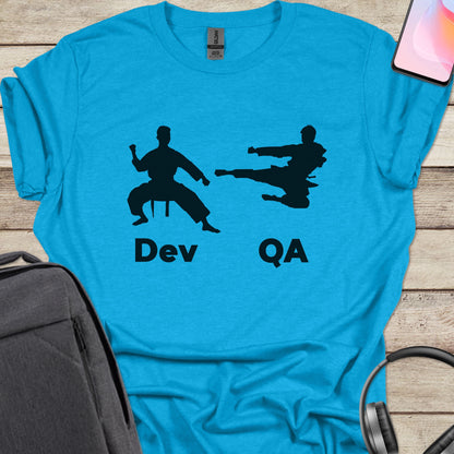 Dev vs. QA Eternal Battle T-shirt