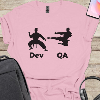 Dev vs. QA Eternal Battle T-shirt