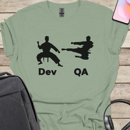 Dev vs. QA Eternal Battle T-shirt