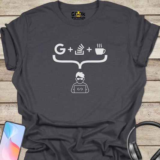 Google, StackOverflow, Coffee, Coder T-shirt