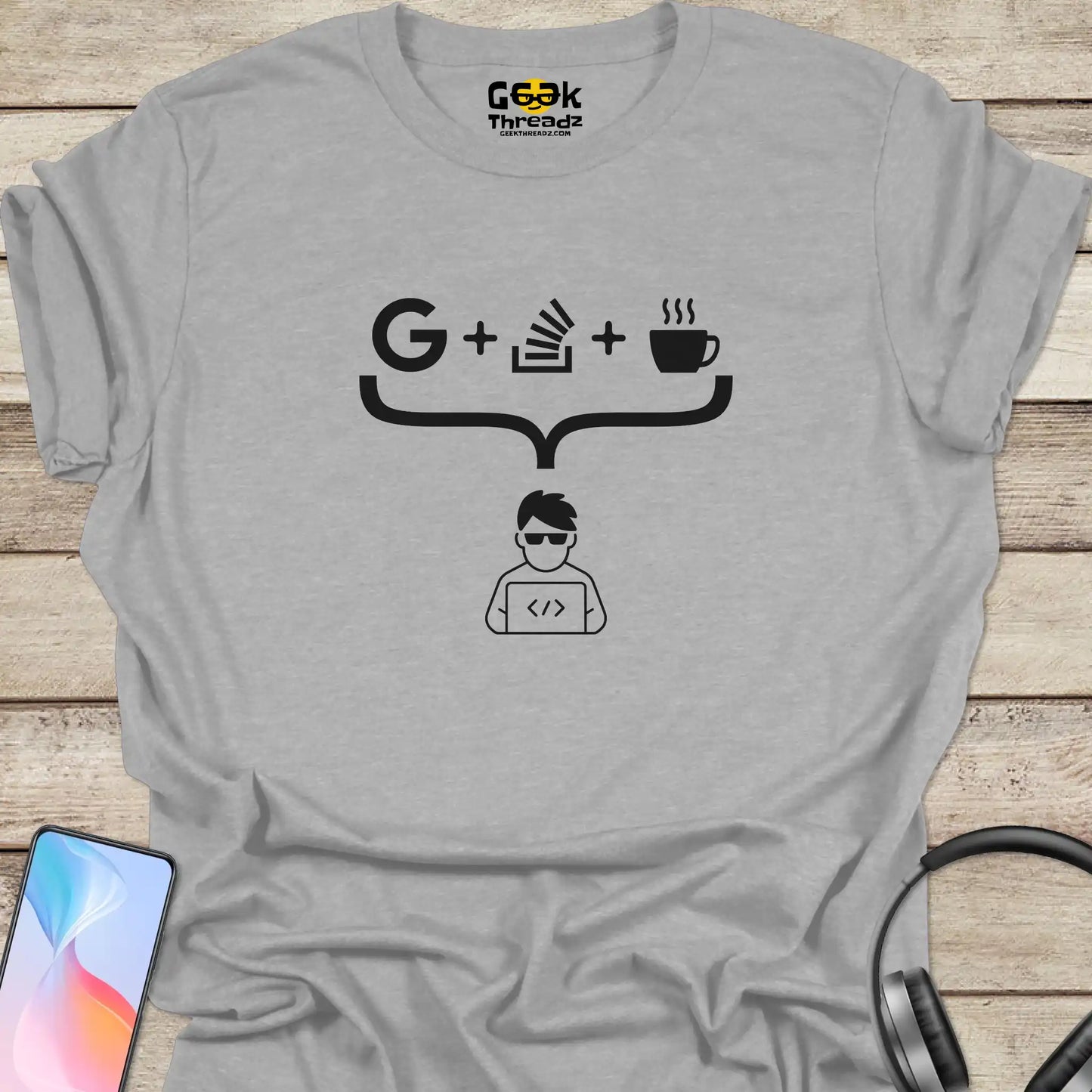 Google, StackOverflow, Coffee, Coder T-shirt