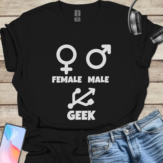 Female, Male, Geek Symbols T-shirt