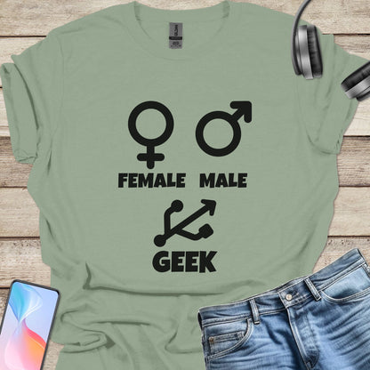 Female, Male, Geek Symbols T-shirt